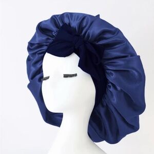 Navy Satin Sleep Bonnet